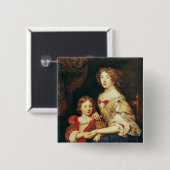 Een vrouw en haar zoon vierkante button 5,1 cm (Voorkant /achterkant)