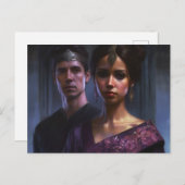 Een vrouw en Man gekleed in Royal Paarse met kroon Briefkaart (Voorkant / Achterkant)