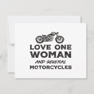 Eén vrouw en verschillende motorfietsen essentieel feestdagenkaart