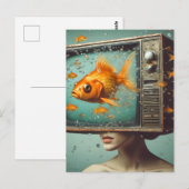 Een vrouw goldfish tv hoofd retro alle gelegenheid briefkaart (Voorkant / Achterkant)