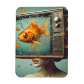 Een vrouw goldfish tv hoofd retro alle gelegenheid magneet (Verticaal)