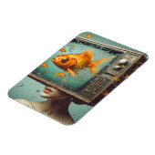 Een vrouw goldfish tv hoofd retro alle gelegenheid magneet (Linkerzijde)