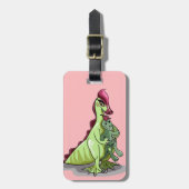 Een Vrouw Hadrosaurus met een pop. Bagagelabel (Voorkant verticaal)