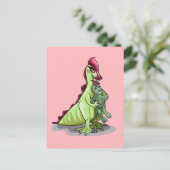 Een Vrouw Hadrosaurus met een pop. Briefkaart (Staand voorkant)