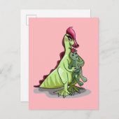 Een Vrouw Hadrosaurus met een pop. Briefkaart (Voorkant / Achterkant)