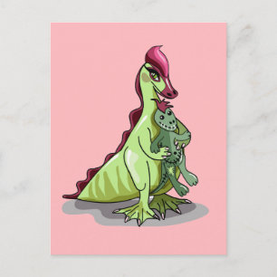Een Vrouw Hadrosaurus met een pop. Briefkaart