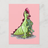 Een Vrouw Hadrosaurus met een pop. Briefkaart (Voorkant)