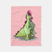 Een Vrouw Hadrosaurus met een pop. Fleece Deken (Voorkant)