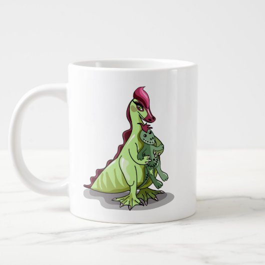 Een Vrouw Hadrosaurus met een pop. Grote Koffiekop (Links)