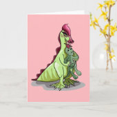 Een Vrouw Hadrosaurus met een pop. Kaart (Gele Bloem)