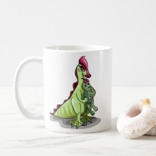 Een Vrouw Hadrosaurus met een pop. Koffiemok