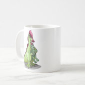 Een Vrouw Hadrosaurus met een pop. Koffiemok (Voorkant links)