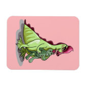 Een Vrouw Hadrosaurus met een pop. Magneet (Horizontaal)