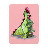 Een Vrouw Hadrosaurus met een pop. Magneet (Verticaal)