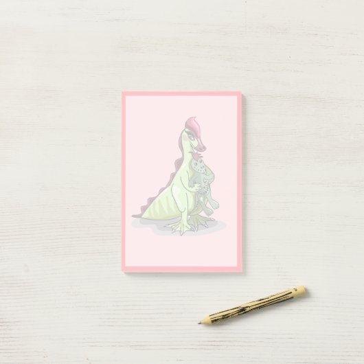 Een Vrouw Hadrosaurus met een pop. Post-it® Notes (Op bureau)