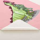 Een Vrouw Hadrosaurus met een pop. Sherpa Deken (3/4)