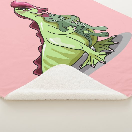 Een Vrouw Hadrosaurus met een pop. Sherpa Deken (3/4)