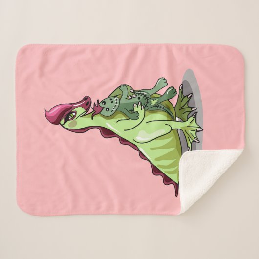 Een Vrouw Hadrosaurus met een pop. Sherpa Deken (Voorkant (horizontaal))