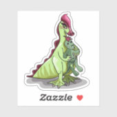 Een Vrouw Hadrosaurus met een pop. Sticker (Vel)