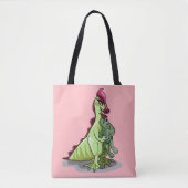 Een Vrouw Hadrosaurus met een pop. Tote Bag (Voorkant)