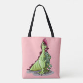 Een Vrouw Hadrosaurus met een pop. Tote Bag (Achterkant)