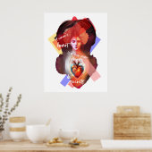 Een vrouw hart wit Poster (Keuken)