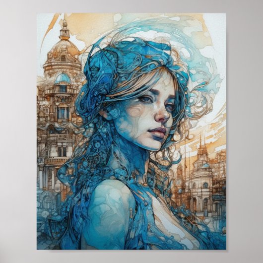 Een vrouw in de stad Blues and Browns Poster (Voorkant)