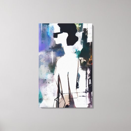Een vrouw in de stad canvas afdruk (Voorkant)