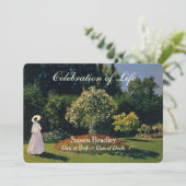 Een vrouw in de tuin viering van het leven kaart (Staand voorkant)