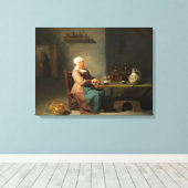 Een vrouw in een keuken canvas afdruk (Insitu (Houten vloer))