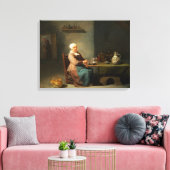 Een vrouw in een keuken canvas afdruk (Insitu (Woonkamer))