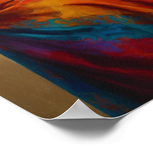 een vrouw in een veelkleurig Shawl-Poster Poster (Hoek)