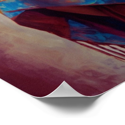 een vrouw in een veelkleurig Shawl-Poster Poster (Hoek)