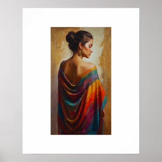 Een vrouw in een veelkleurige sjaal poster (Voorkant)