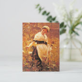 Een vrouw in een veld briefkaart (Staand voorkant)