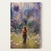 Een vrouw in een veld in een post-apocalyptische w notitieboek (Achterkant)