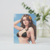 Een vrouw in een zwarte bikini briefkaart (Staand voorkant)