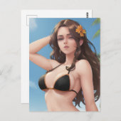 Een vrouw in een zwarte bikini briefkaart (Voorkant / Achterkant)