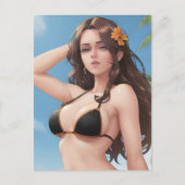 Een vrouw in een zwarte bikini briefkaart (Voorkant)