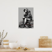 Een vrouw in het rood, alleen poster (Keuken)