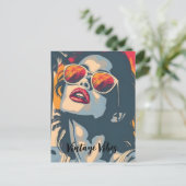 Een vrouw in retro stijl feestdagenkaart (Staand voorkant)