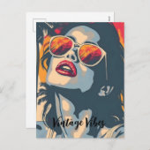 Een vrouw in retro stijl feestdagenkaart (Voorkant / Achterkant)