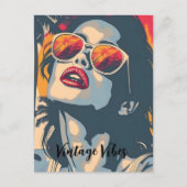 Een vrouw in retro stijl feestdagenkaart (Voorkant)