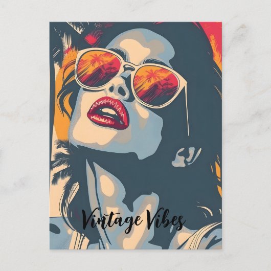 Een vrouw in retro stijl feestdagenkaart (Voorkant)