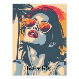 Een vrouw in retro stijl foto afdruk