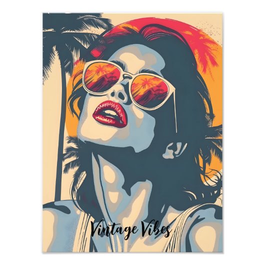 Een vrouw in retro stijl foto afdruk (Voorkant)