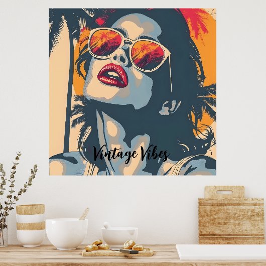 Een vrouw in retro stijl poster (Keuken)