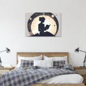 Een vrouw in silhouet die een boek leest canvas afdruk (Insitu (Slaapkamer))