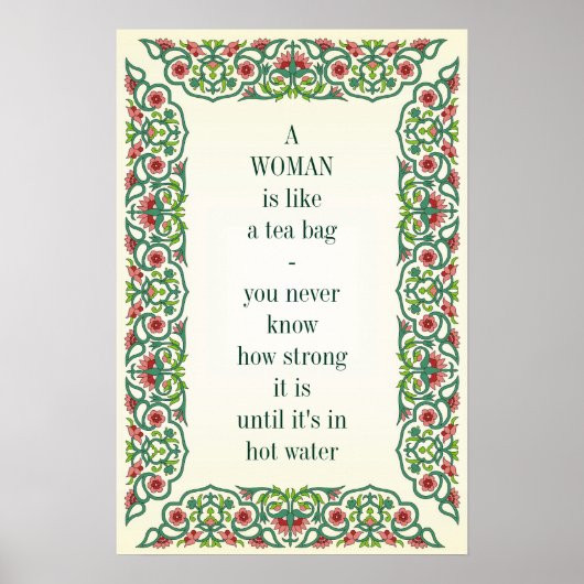 Een vrouw is als een theezak; je weet nooit hoe poster (Voorkant)