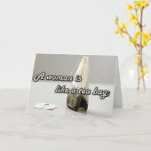 "Een vrouw is als een theezakje." Aangepaste offer Kaart (Gele Bloem)